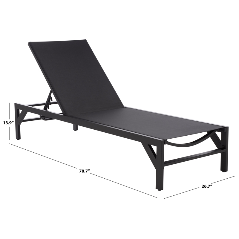Safavieh Stanley Aluminum Chaise Lounge  in Black / Black