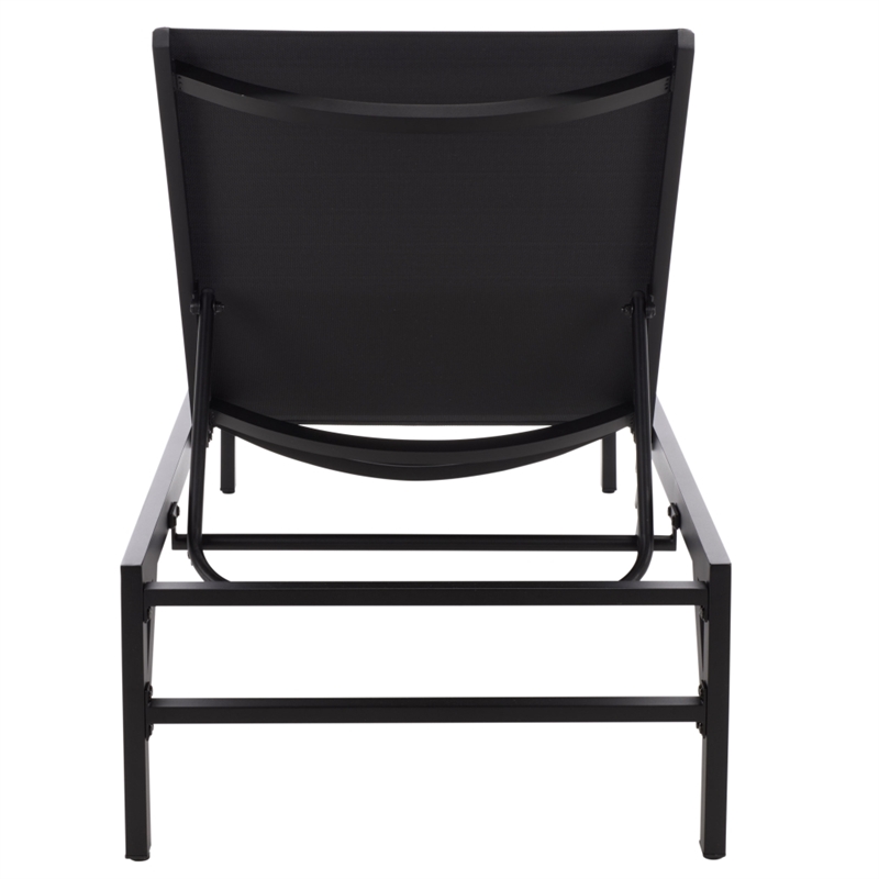 Safavieh Stanley Aluminum Chaise Lounge  in Black / Black