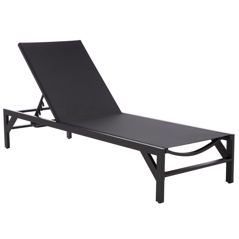 Safavieh Stanley Aluminum Chaise Lounge  in Black / Black