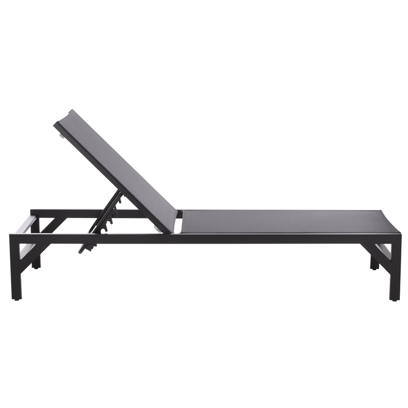 Safavieh Stanley Aluminum Chaise Lounge  in Black / Black