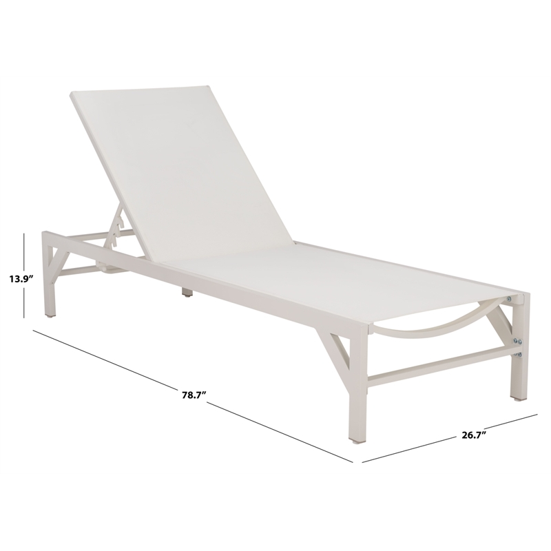 Safavieh Stanley Aluminum Chaise Lounge in White / White