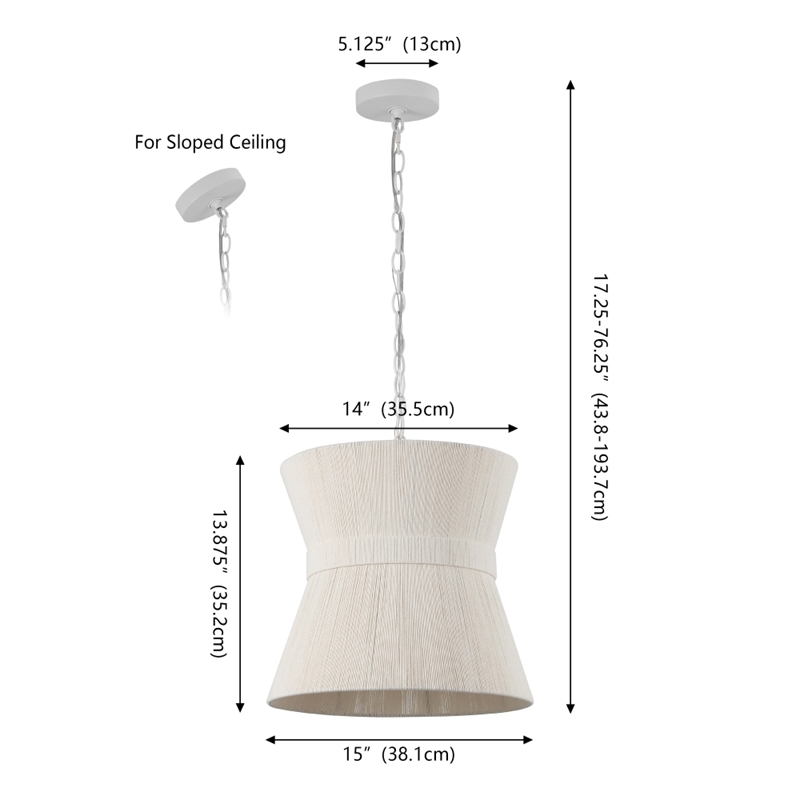 Safavieh Alora Rattan and Iron  Pendant in White