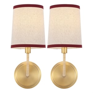 Safavieh Carter 6&quot Iron and Fabric Wall Sconce in Brass / Red