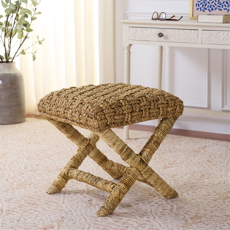 Safavieh Trishan Woven and Wood Stool  in Natural