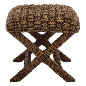 Safavieh Trishan Woven and Wood Stool  in Brown