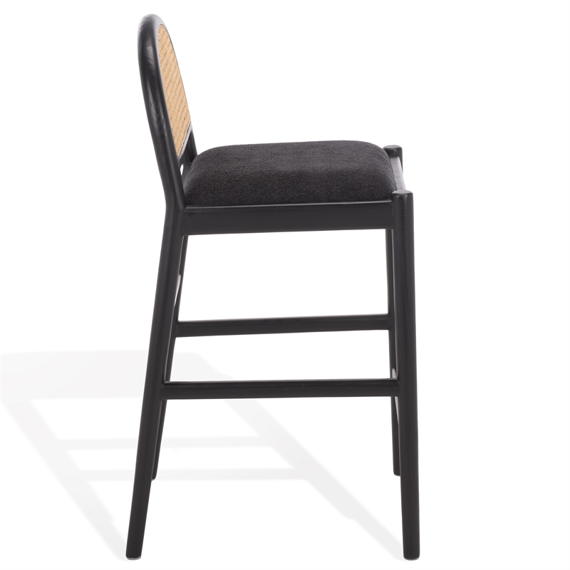 Safavieh Laylie Rattan and Wood  Counter Stool  in Black / Black