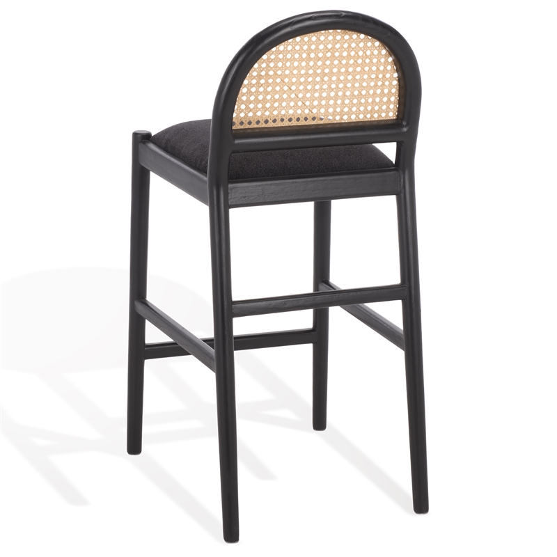 Safavieh Laylie Rattan and Wood  Counter Stool  in Black / Black