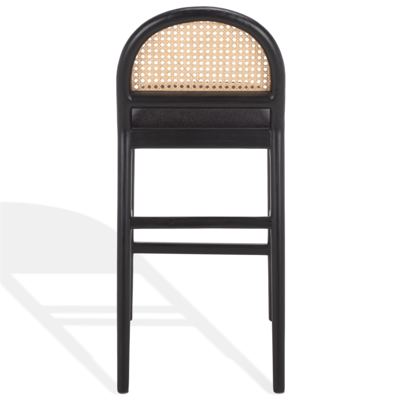 Safavieh Laylie Rattan and Wood  Counter Stool  in Black / Black