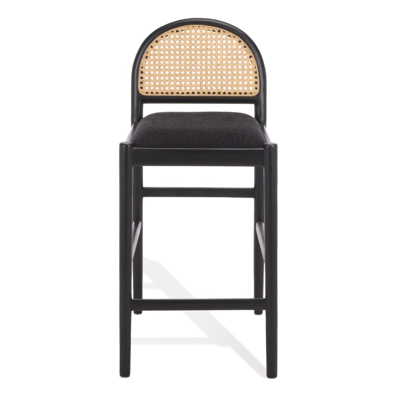 Safavieh Laylie Rattan and Wood  Counter Stool  in Black / Black