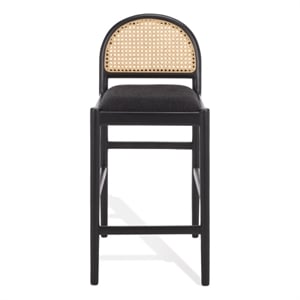 Safavieh Laylie Rattan and Wood  Counter Stool  in Black / Black