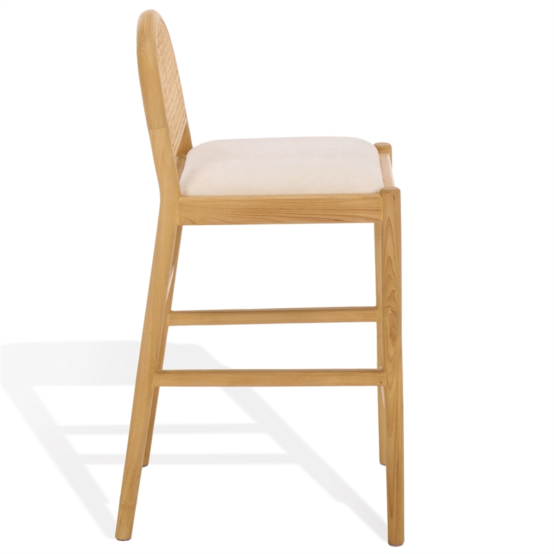 Safavieh Laylie Rattan and Wood Counter Stool  in Natural / White