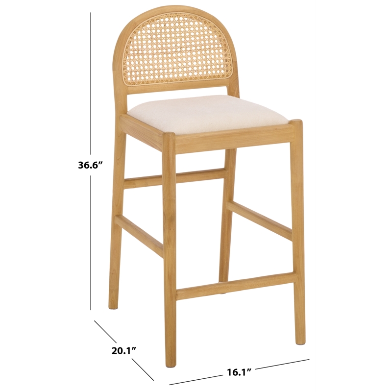 Safavieh Laylie Rattan and Wood Counter Stool  in Natural / White