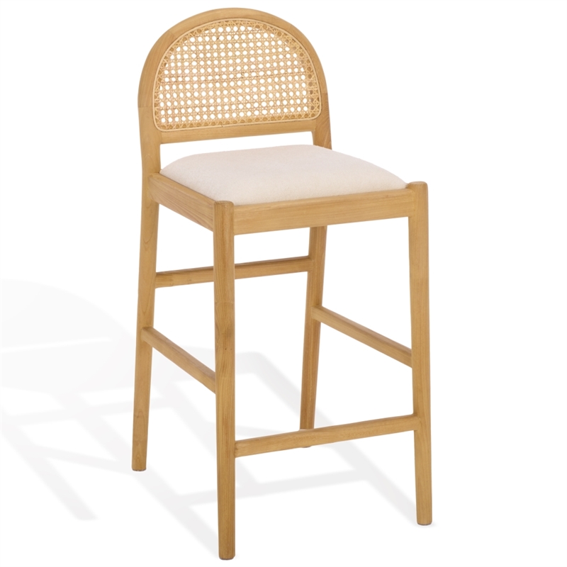 Safavieh Laylie Rattan and Wood Counter Stool  in Natural / White