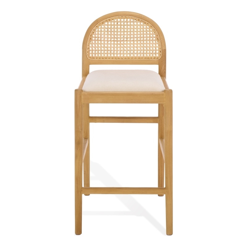 Safavieh Laylie Rattan and Wood Counter Stool  in Natural / White