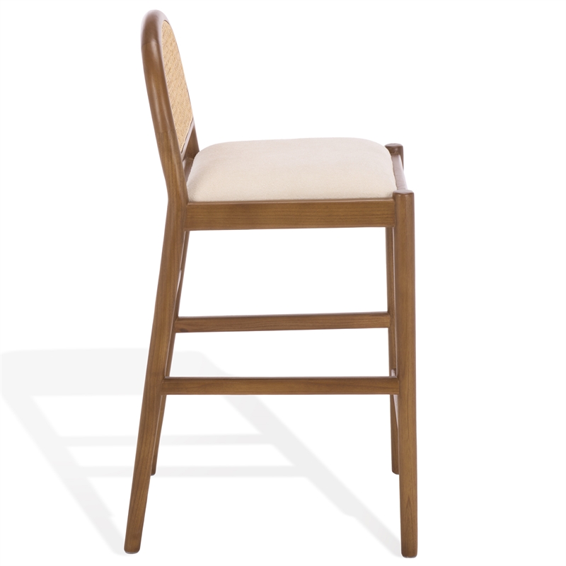 Safavieh Laylie Rattan and Wood Counter Stool in Medium Oak / White