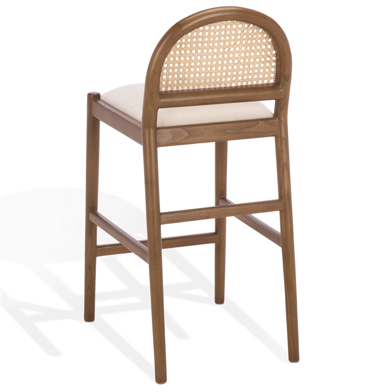 Safavieh Laylie Rattan and Wood Counter Stool in Medium Oak / White