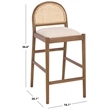 Safavieh Laylie Rattan and Wood Counter Stool in Medium Oak / White