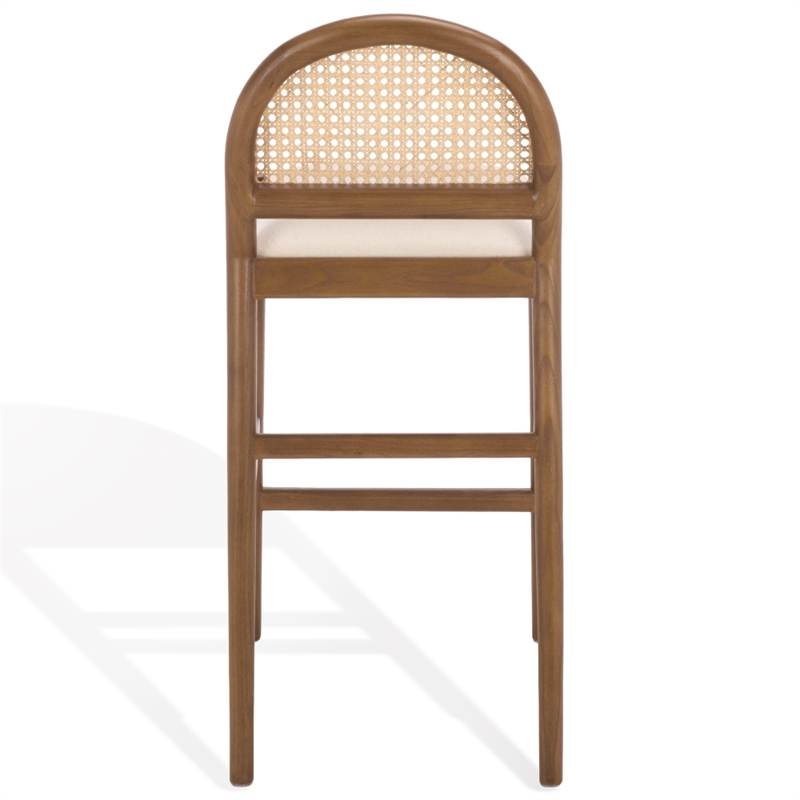 Safavieh Laylie Rattan and Wood Counter Stool in Medium Oak / White