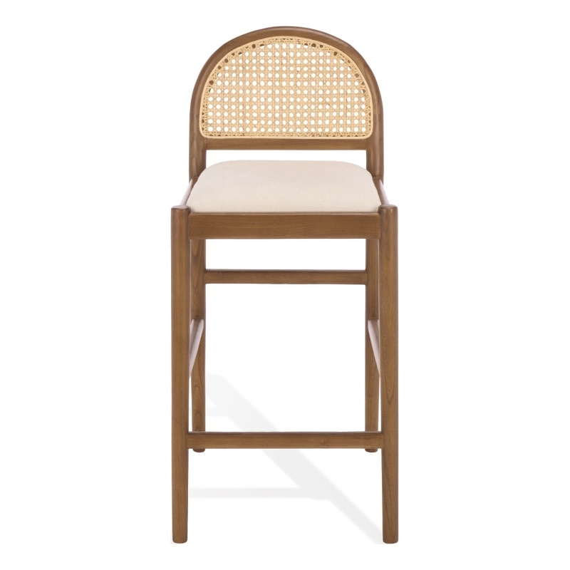 Safavieh Laylie Rattan and Wood Counter Stool in Medium Oak / White