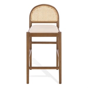 Safavieh Laylie Rattan and Wood Counter Stool in Medium Oak / White