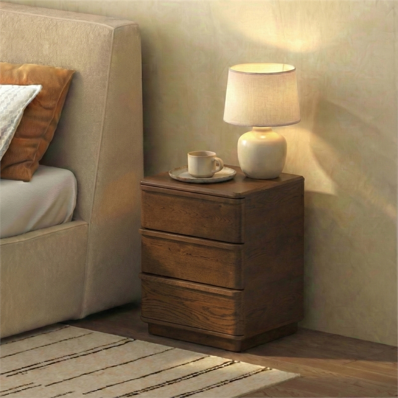 Safavieh Guillermo 3 Drawer Wood Nightstand in Walnut