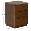 Safavieh Guillermo 3 Drawer Wood Nightstand in Walnut