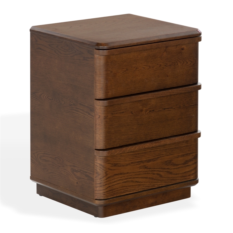 Safavieh Guillermo 3 Drawer Wood Nightstand in Walnut