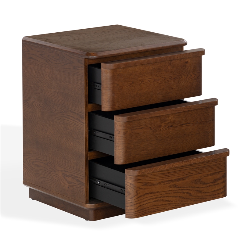 Safavieh Guillermo 3 Drawer Wood Nightstand in Walnut