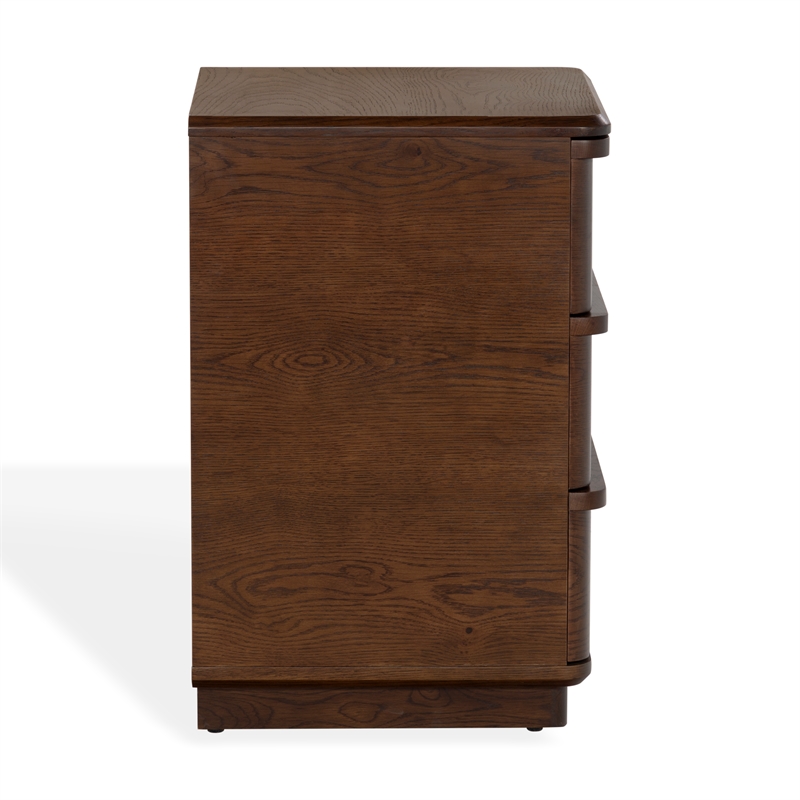 Safavieh Guillermo 3 Drawer Wood Nightstand in Walnut