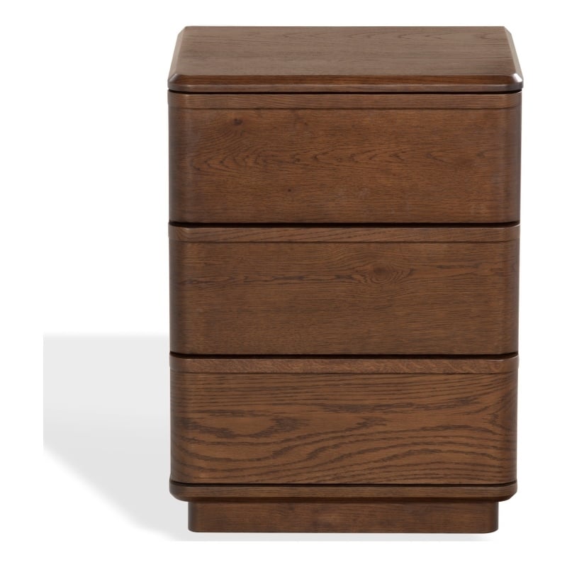 Safavieh Guillermo 3 Drawer Wood Nightstand in Walnut