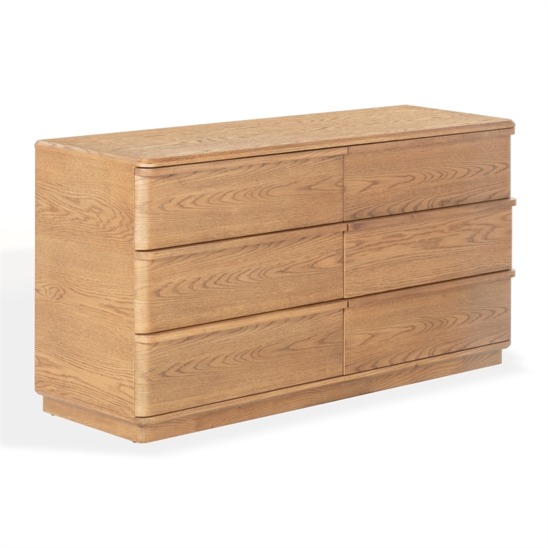 Safavieh Guillermo 6 Drawer Wood Dresser in Natural