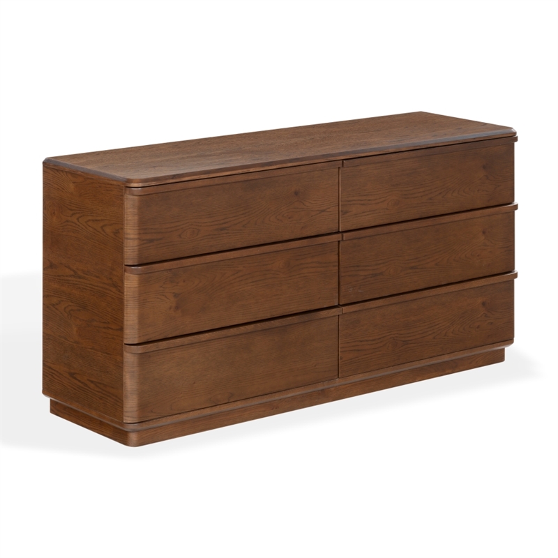 Safavieh Guillermo 6 Drawer Wood Dresser in Walnut