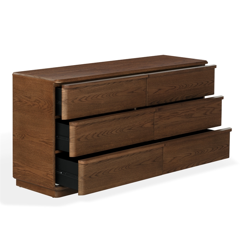 Safavieh Guillermo 6 Drawer Wood Dresser in Walnut