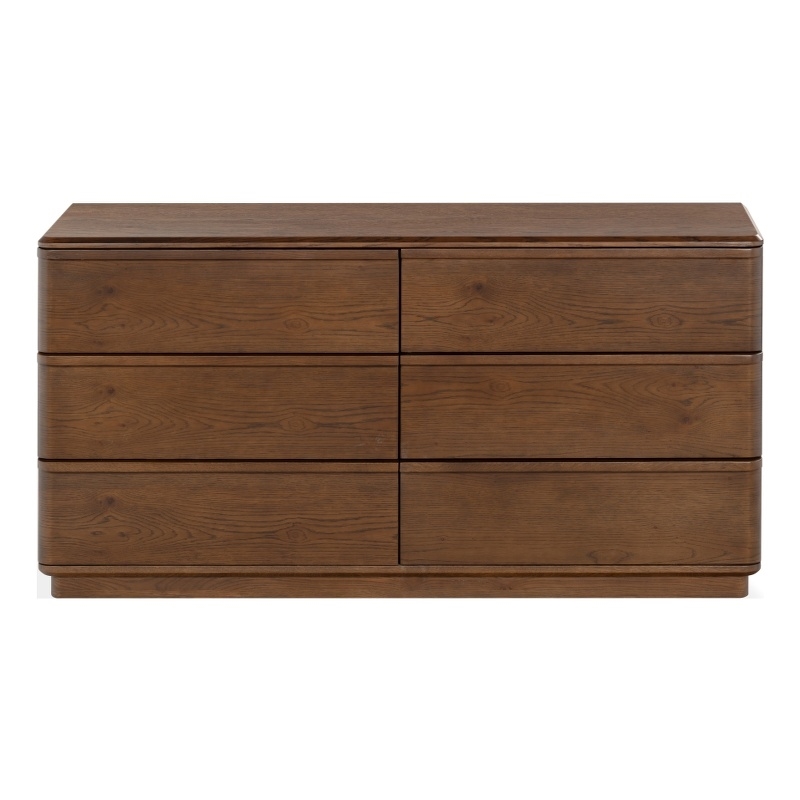 Safavieh Guillermo 6 Drawer Wood Dresser in Walnut