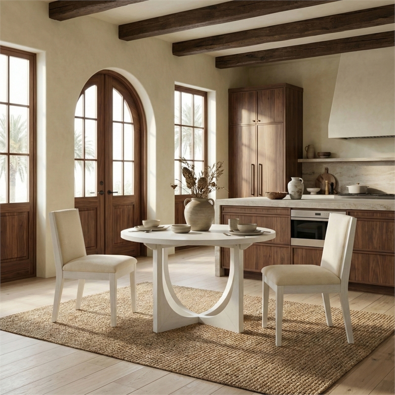 Safavieh Clarastella Round Wood Dining Table in White