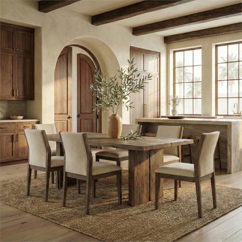 Safavieh Doriella Wood Dining Chair  in Walnut / Beige
