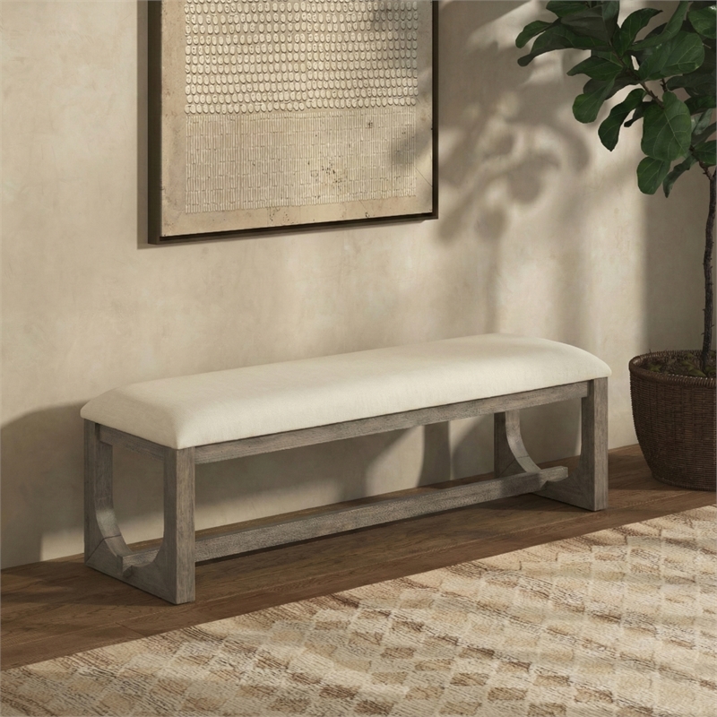 Safavieh Doriella Wood Bench  in Walnut / Beige