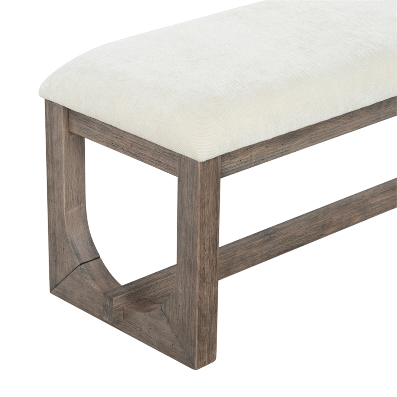 Safavieh Doriella Wood Bench  in Walnut / Beige