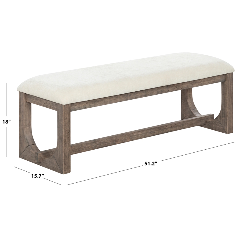 Safavieh Doriella Wood Bench  in Walnut / Beige