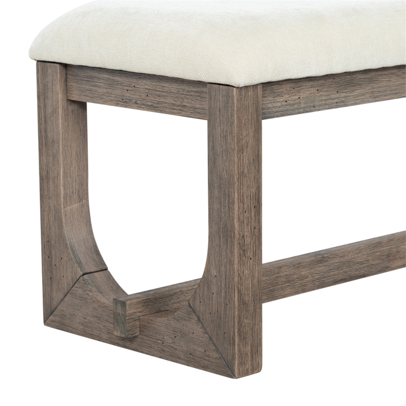 Safavieh Doriella Wood Bench  in Walnut / Beige