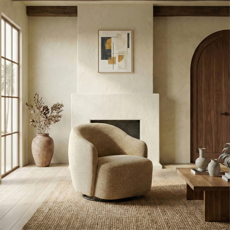 Safavieh Peitra Boucle Wood Accent Chair in Light Brown