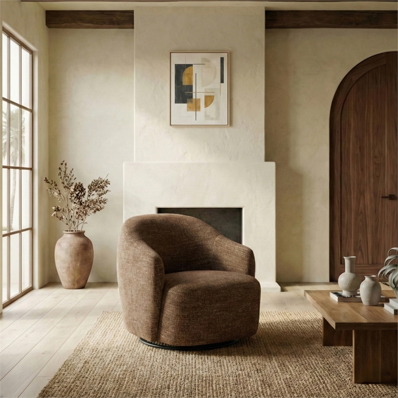 Safavieh Peitra Boucle Wood Accent Chair in Brown