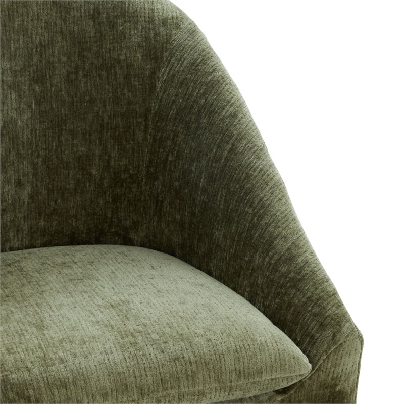 Safavieh Kagan Chenille and Wood  Dining Chair in Olive
