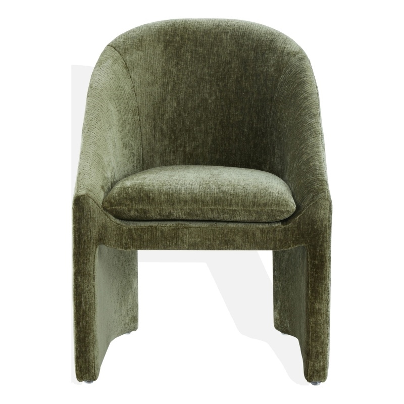 Safavieh Kagan Chenille and Wood  Dining Chair in Olive