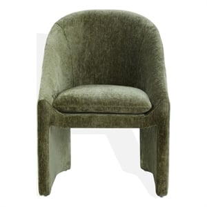 Safavieh Kagan Chenille and Wood  Dining Chair in Olive