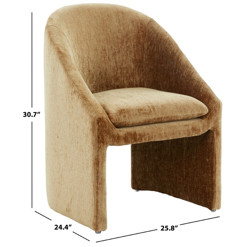 Safavieh Kagan Chenille and Wood Dining Chair in Amber