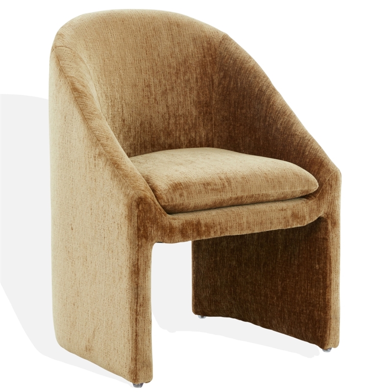 Safavieh Kagan Chenille and Wood Dining Chair in Amber