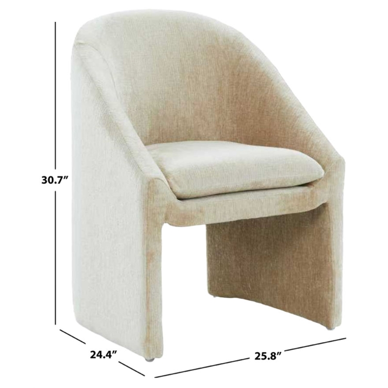 Safavieh Kagan Chenille and Wood Dining Chair in Taupe