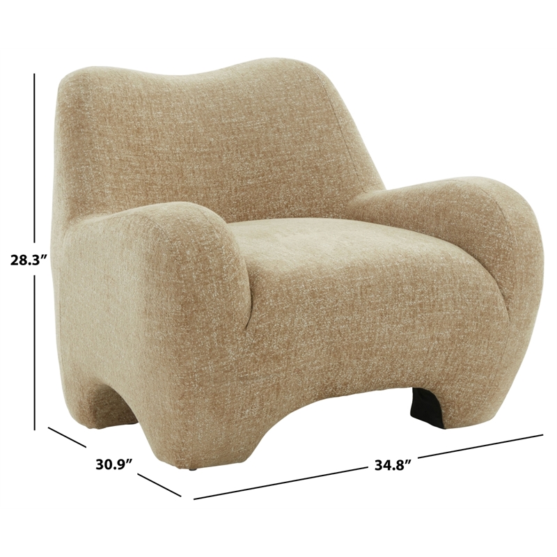 Safavieh Randal Chenille and Wood Accent Chair in Light Brown