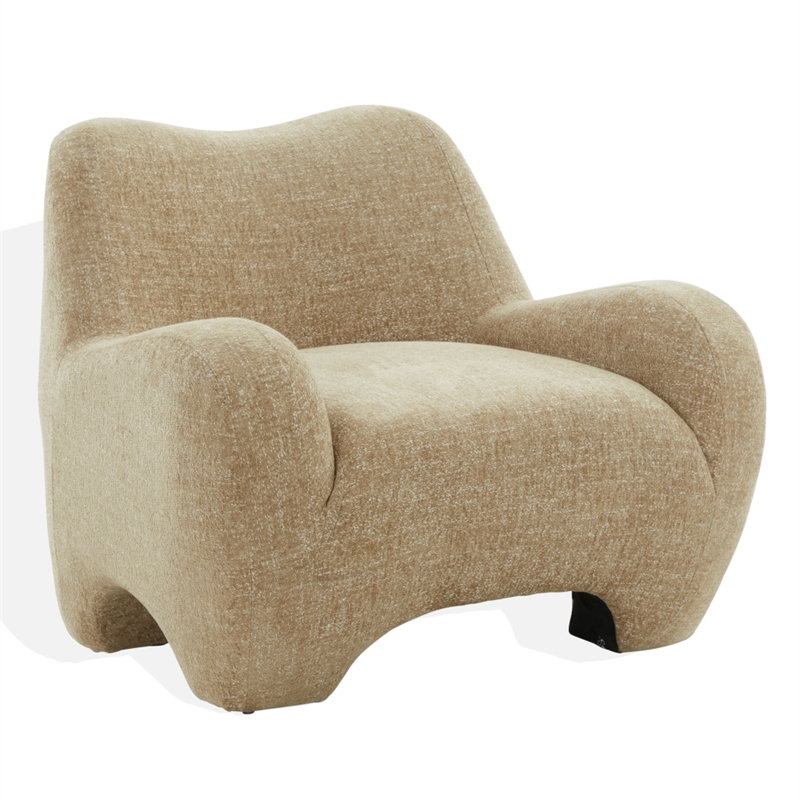 Safavieh Randal Chenille and Wood Accent Chair in Light Brown